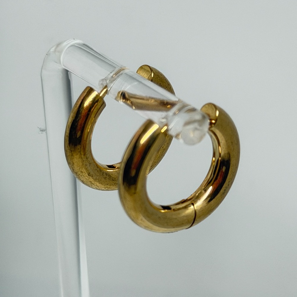 Polished 14k Yellow Gold Mini Hoop Earrings - Women Jewelry